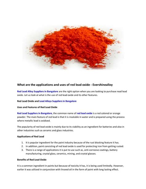 PPT - What are the applications and uses of red lead oxide - Evershinealloy PowerPoint ...