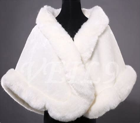 High quality ivory Faux Fur Bridal Wedding Bolero, Jacket, Shrug, Stole, Tippet, Shawl Satin ...