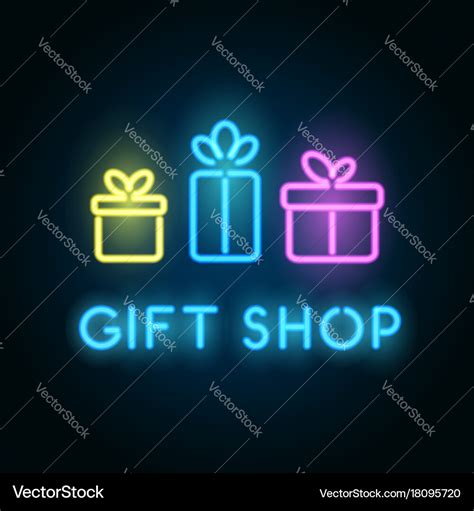 Gift shop neon sign signboard for store front Vector Image