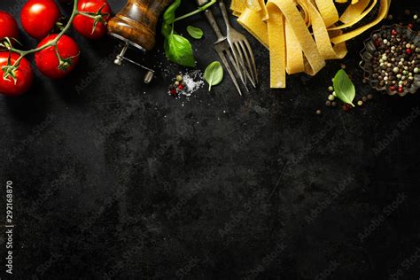 Italian food background with ingredients Stock Photo | Adobe Stock