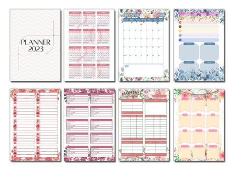 Planner Printable 2023 A5 Inserts Page Bundle Floral Monthly Calendar ...