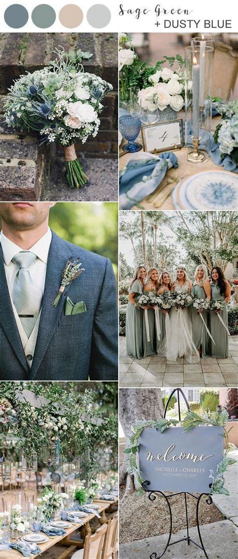 sage green and dusty blue wedding color ideas for 2020 #springwedding | Wedding colors blue ...