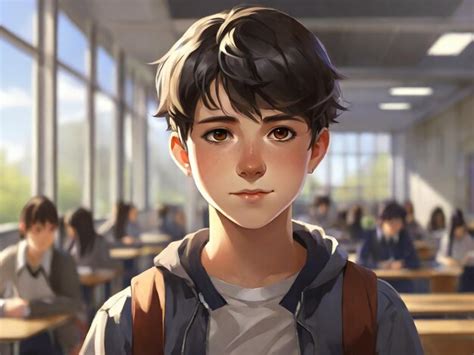 Premium Photo | Anime style portrait of young student attending school