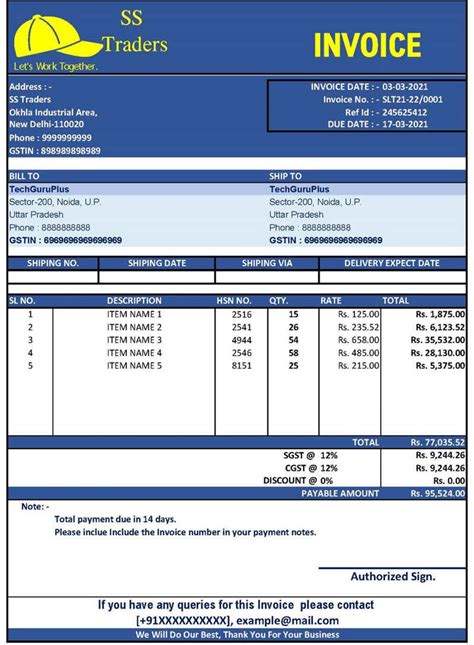 Gst Invoice In Excel Sheet