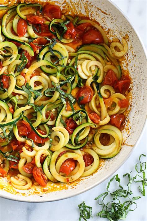 Quick Spiralized Zucchini and Grape Tomatoes | Skinnytaste