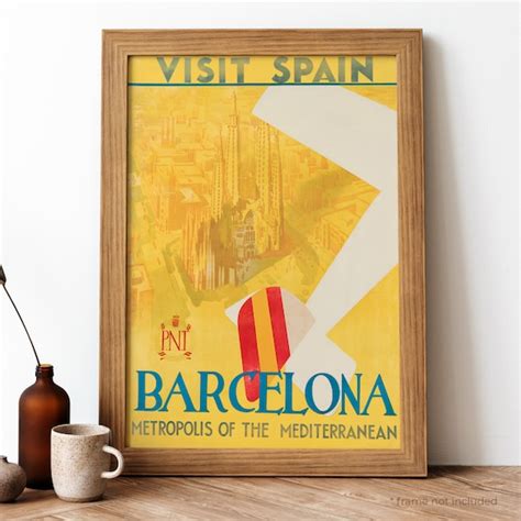 Barcelona Vintage Poster Barcelona Retro Print Vintage | Etsy