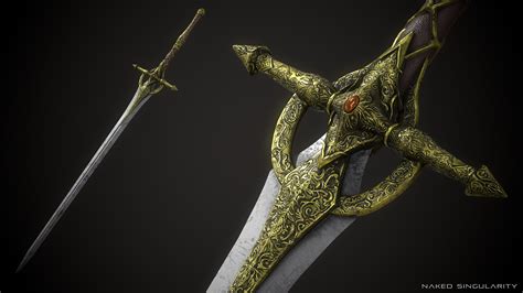 ArtStation - Dark fantasy weapons - Golden sword