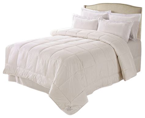 Washable Australian Wool and Cotton Comforter, Full/Queen, White - Contemporary - Comforters And ...