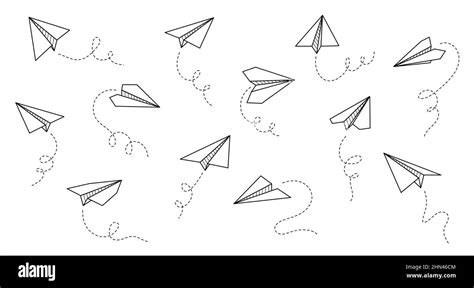 Paper airplane vector icon. Doodle outline style paper airplane. Simple ...