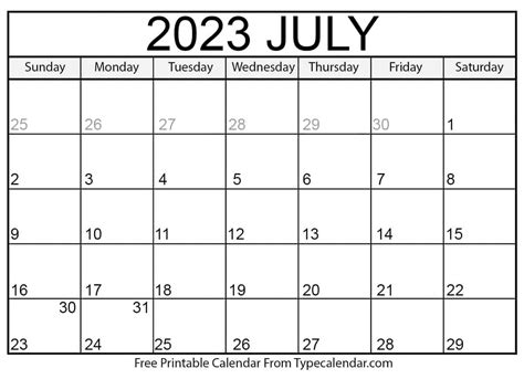 July 2023 Calendar - Ulule