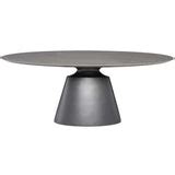 Taji Oval Dining Table, Grey Ceramic/Titanium Base – High Fashion Home