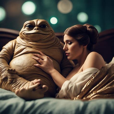 Princess Leia and Jabba the Hutt kissing while the by 29diaz on DeviantArt