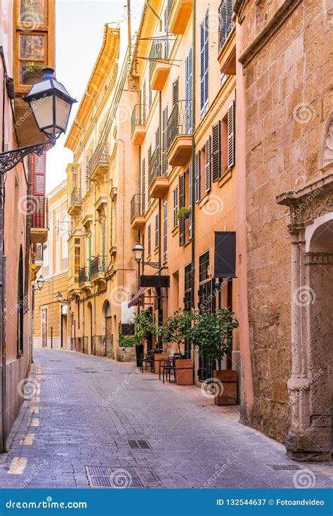 Old Historic City Center Street in Palma De Majorca, Spain Stock Image ...