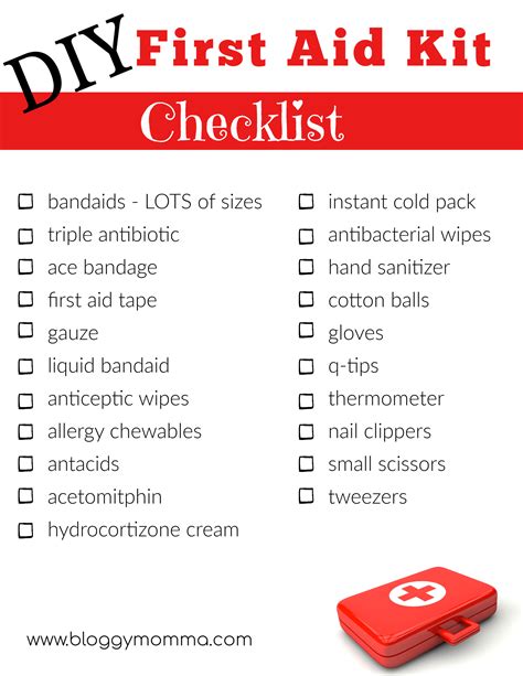 Printable First Aid Kit Checklist Pdf