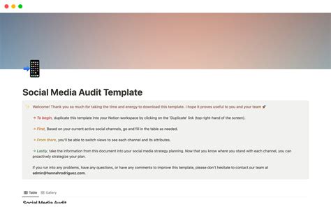 Social Media Audit Template Template by hannah rodriguez | Notion ...