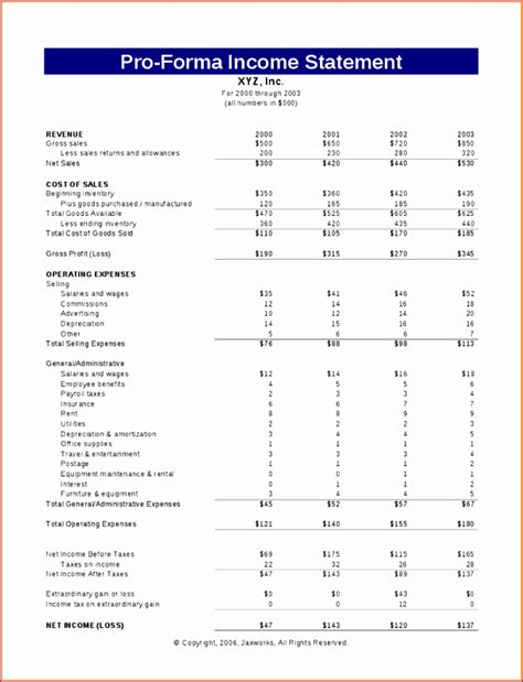 8 Pro forma Income Statement Excel Template - Excel Templates