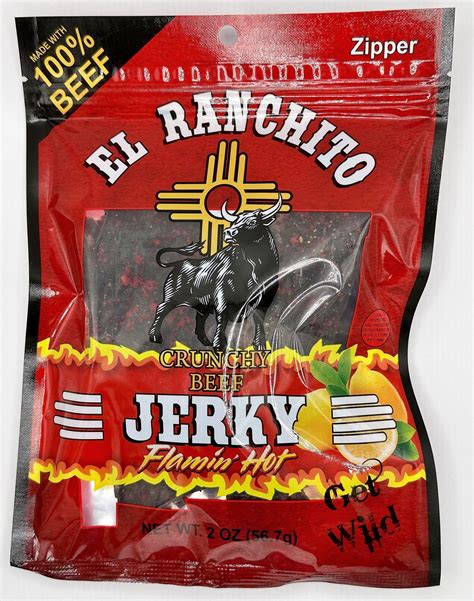 El Ranchito Flamin' Hot Beef Jerky, Crunchy Meat Snack with Hot Cheetos ...