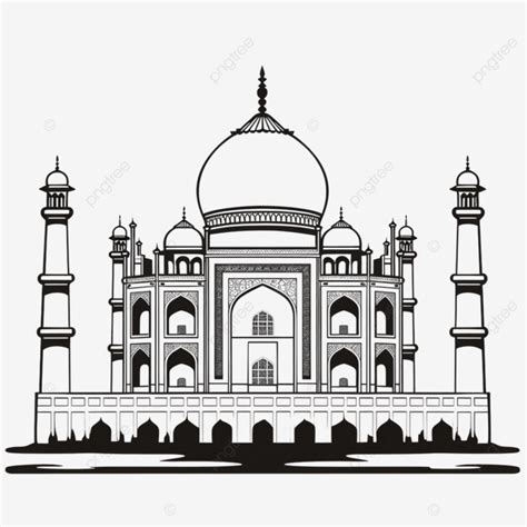 Taj Mahal Silhouette Doodle Drawing, Wing Drawing, India, Travel PNG Transparent Image and ...