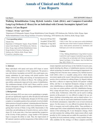 Walking rehabilitation using Hybrid Assistive Limb and C-Brace for an individual with chronic ...