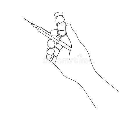 Continuous One Line Drawing of Hand Holding Syringe and Vial. Simple ...