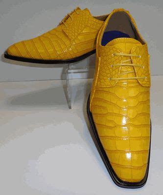 Mens Awesome Bright Yellow Embossed Gator-Look Dress Shoes Roberto Chillini 6563 | Dress shoes ...