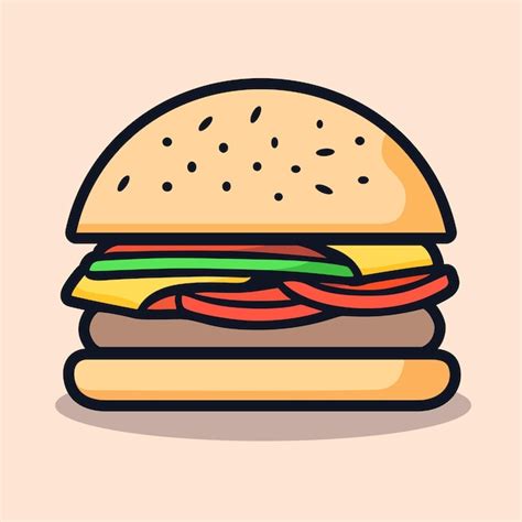 Premium Vector | A cartoon illustration of a burger with a cheeseburger on it.