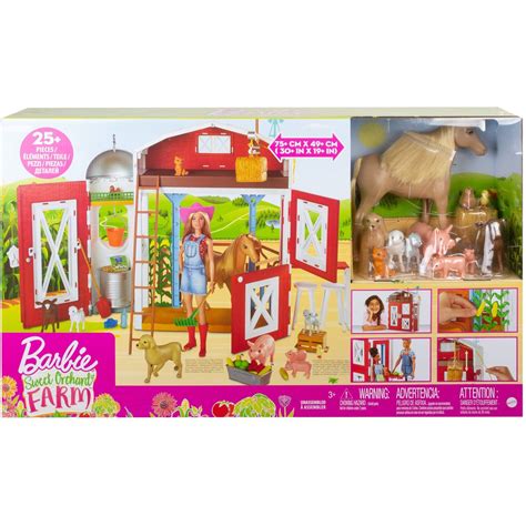 Barbie Sweet Orchard Farm Playset with Barn, 11 Animals, Working Features & 15 Pieces, Doll Sold ...