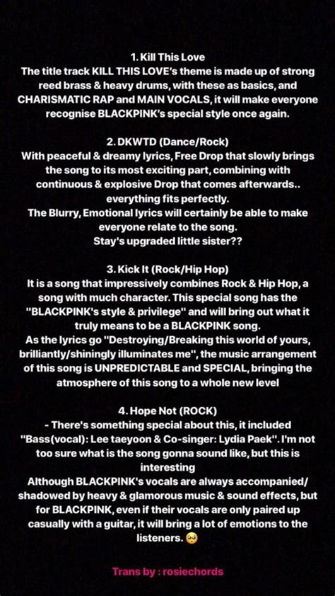 BLACKPINK 'Kill This Love' Mini Album, Song Genres and Description