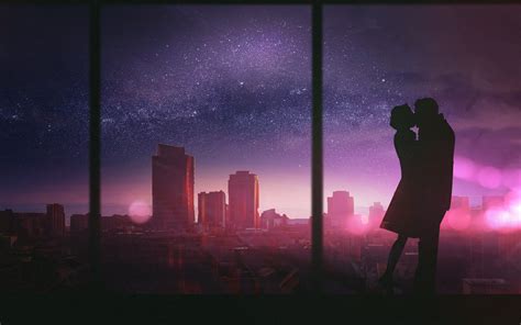 Silhouette of couple kissing HD wallpaper | Wallpaper Flare