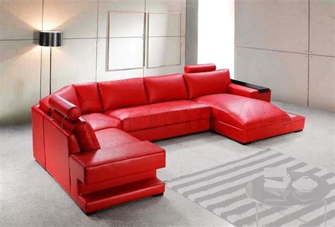 10 Collection of Red Leather Sectional Sofas with Recliners