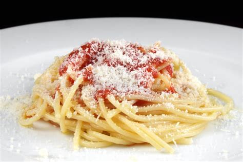 Spaghetti with Tomato Sauce and Parmesan Cheese Stock Image - Image of ...