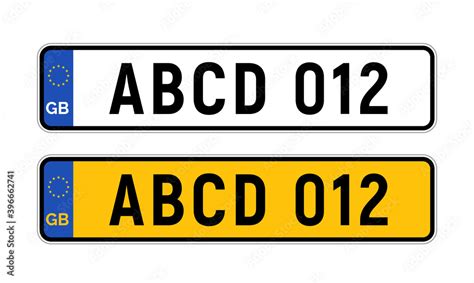 British uk car license plate template. GB car registration numberplate sign design Stock Vector ...