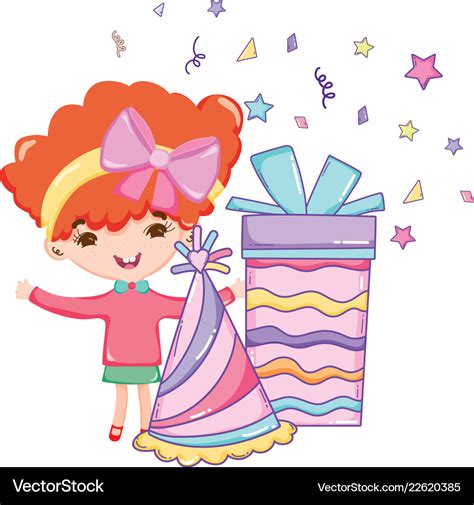 Happy birthday girl cartoons Royalty Free Vector Image