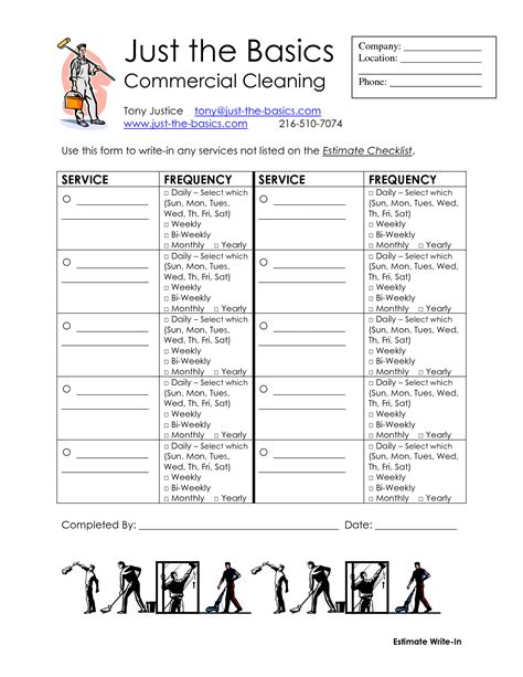 Commercial Cleaning Checklist Printable | Commercial cleaning, How to clean carpet, Cleaning ...