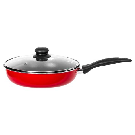 Healty Ceramic Fry Pan With Glass Lid - Frying Pan 9.5" Red Black - Walmart.com - Walmart.com