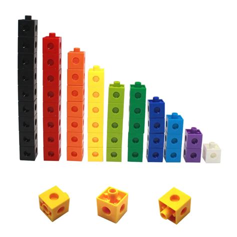 JEU D'APPRENTISSAGE,100pcs--Cubes de comptage multi liaison 10 couleurs, blocs à pression ...