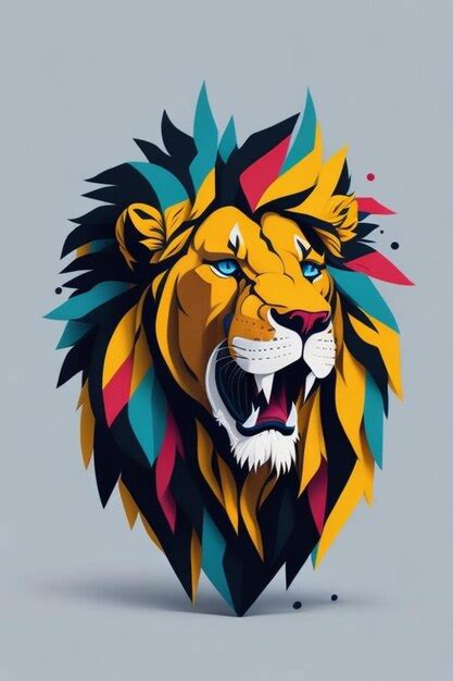 Premium AI Image | colorful lion lion logo lion vector wpap