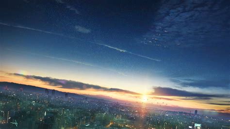 anime, Sunset, Sky, Cityscape Wallpapers HD / Desktop and Mobile ...