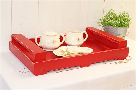 Wooden serving tray kitchen decor ideas ottoman tray coffee | Etsy