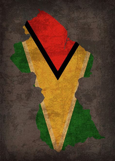 Guyana Country Flag Map Mixed Media by Design Turnpike - Fine Art America