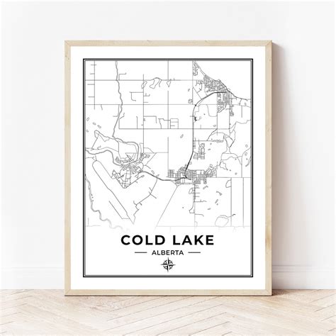 Cold Lake Map Print Map of Cold Lake Alberta Black & White - Etsy Canada