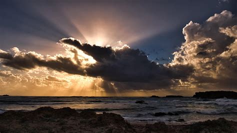 1920x1080 Clouds Sun Rays Passing Ocean 5k Laptop Full HD 1080P ,HD 4k Wallpapers,Images ...