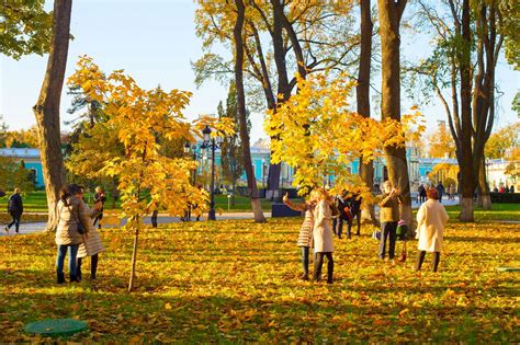 People autumn park leaves photo | Stock image | Colourbox