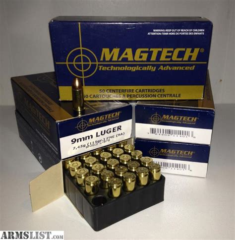 ARMSLIST - For Sale: Magtech 9mm Luger 115 GR. FMC - 250 rounds