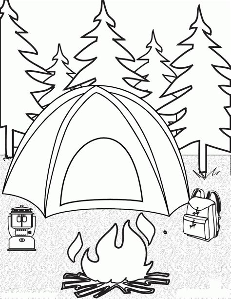 camping color pages for kids - Clip Art Library