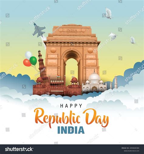 Happy Republic Day India Greetings Vector Stock Vector (Royalty Free) 2094640384 | Shutterstock