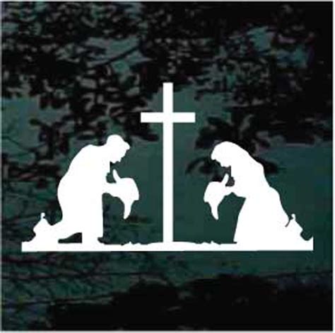 Cowboy & Cowgirl Praying at the Cross Decals & Stickers | Decal Junky