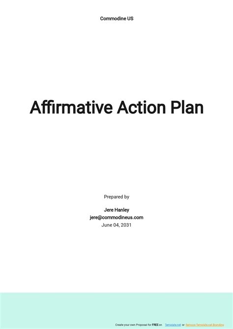 Free Simple Affirmative Action Plan Template - Google Docs, Word, Apple ...