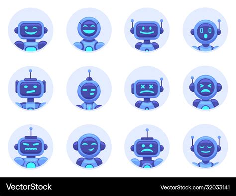 Chat bot avatars robotic digital assistant avatar Vector Image