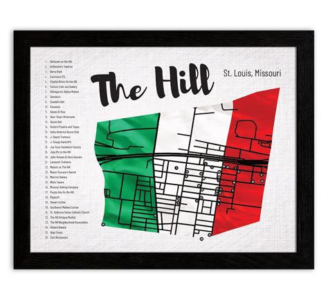 The Hill Map, St. Louis Italian Neighborhood Restaurants, 11x14 Print ...